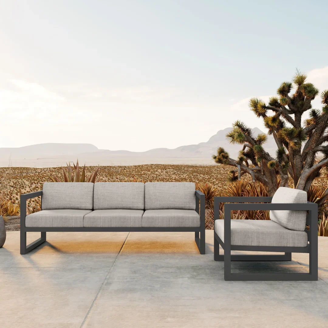 Avion 2 Piece Aluminum Sofa Set - Slate - Cast Silver