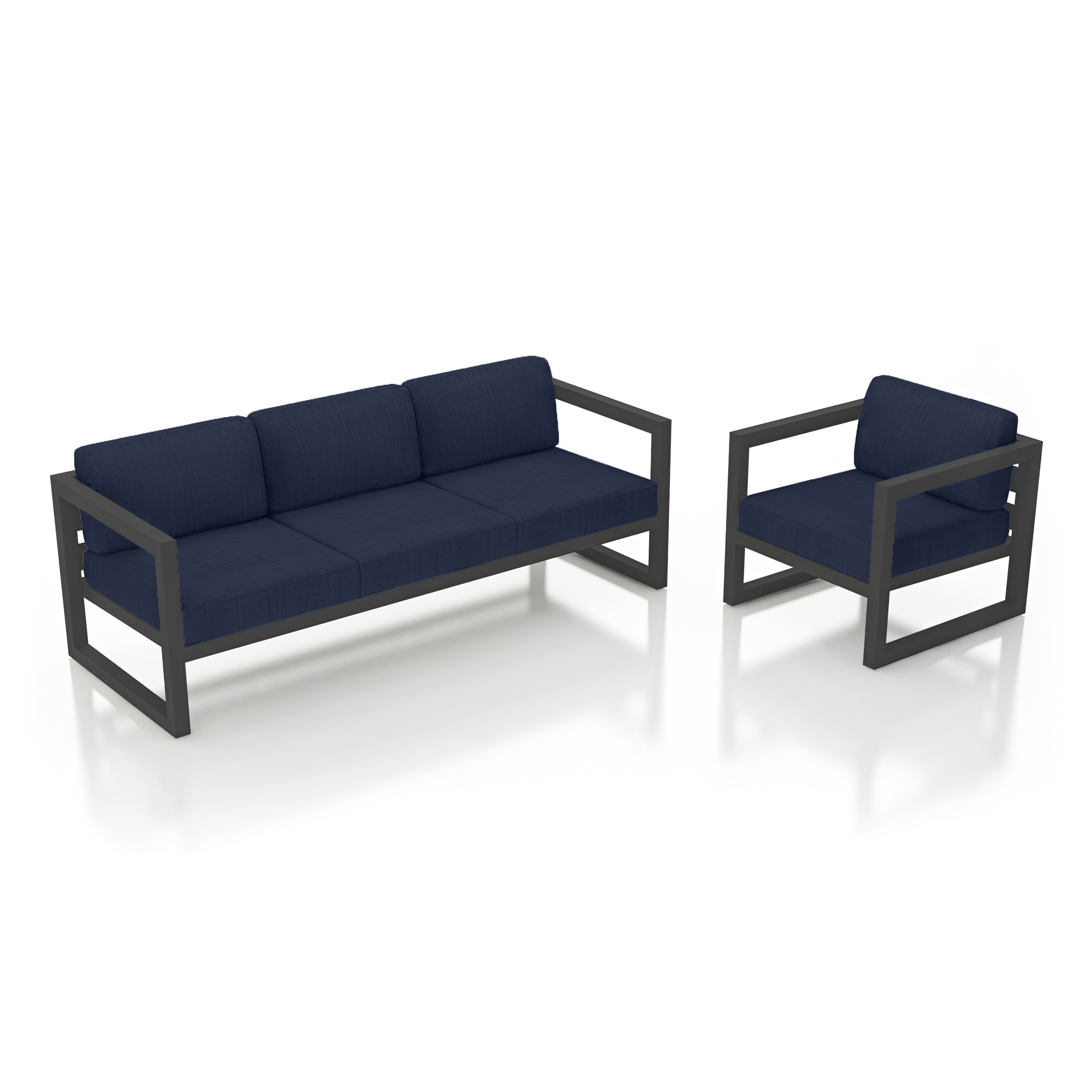 Avion 2 Piece Aluminum Sofa Set - Slate - Spectrum Indigo