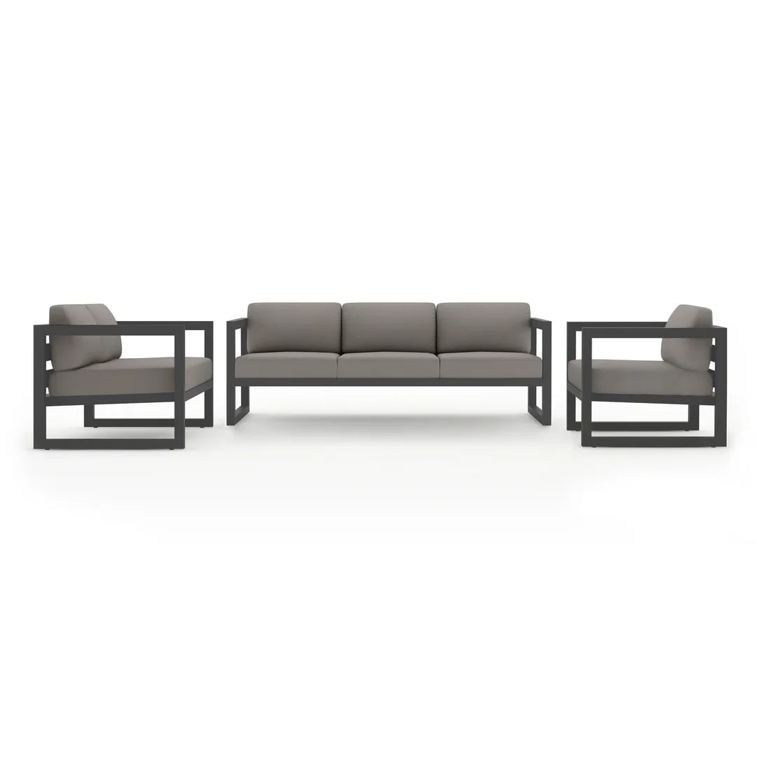 Avion 3 Piece Aluminum Sofa Loveseat Set - Slate - Canvas Charcoal