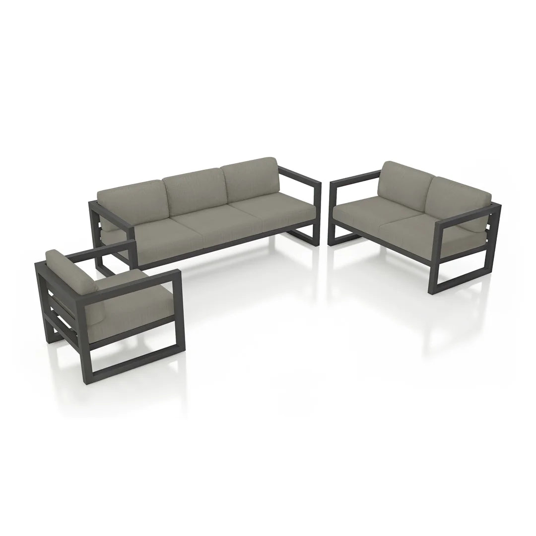 Avion 3 Piece Aluminum Sofa Loveseat Set - Slate - Canvas Charcoal