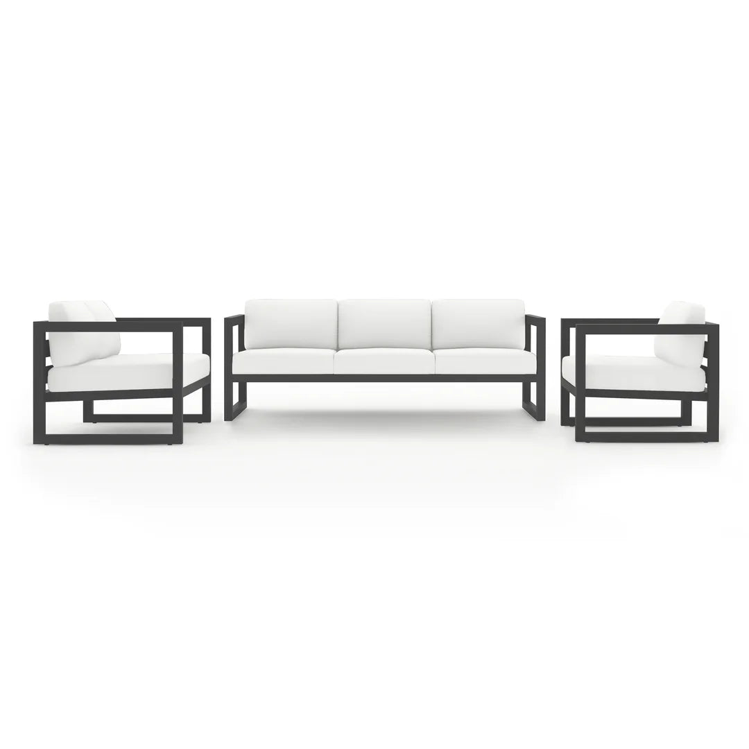 Avion 3 Piece Aluminum Sofa Loveseat Set - Slate - Canvas Natural