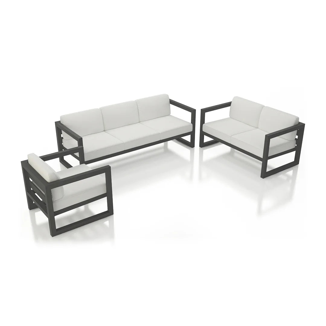 Avion 3 Piece Aluminum Sofa Loveseat Set - Slate - Canvas Natural