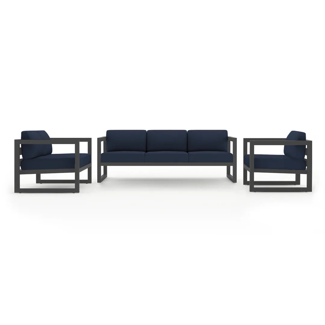 Avion 3 Piece Aluminum Sofa Loveseat Set - Slate - Spectrum Indigo