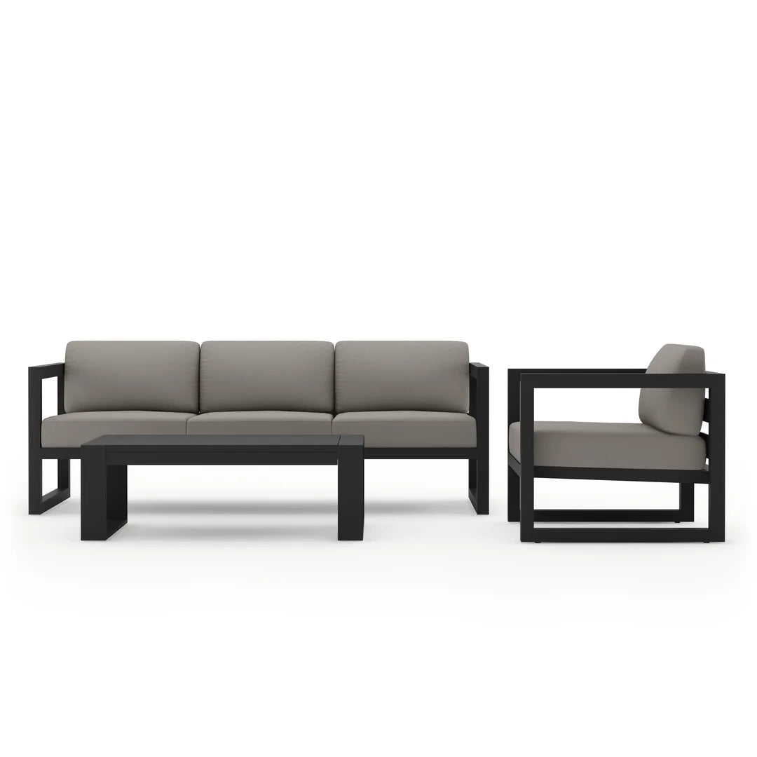 Avion 3 Piece Aluminum Sofa Set - Slate - Canvas Charcoal