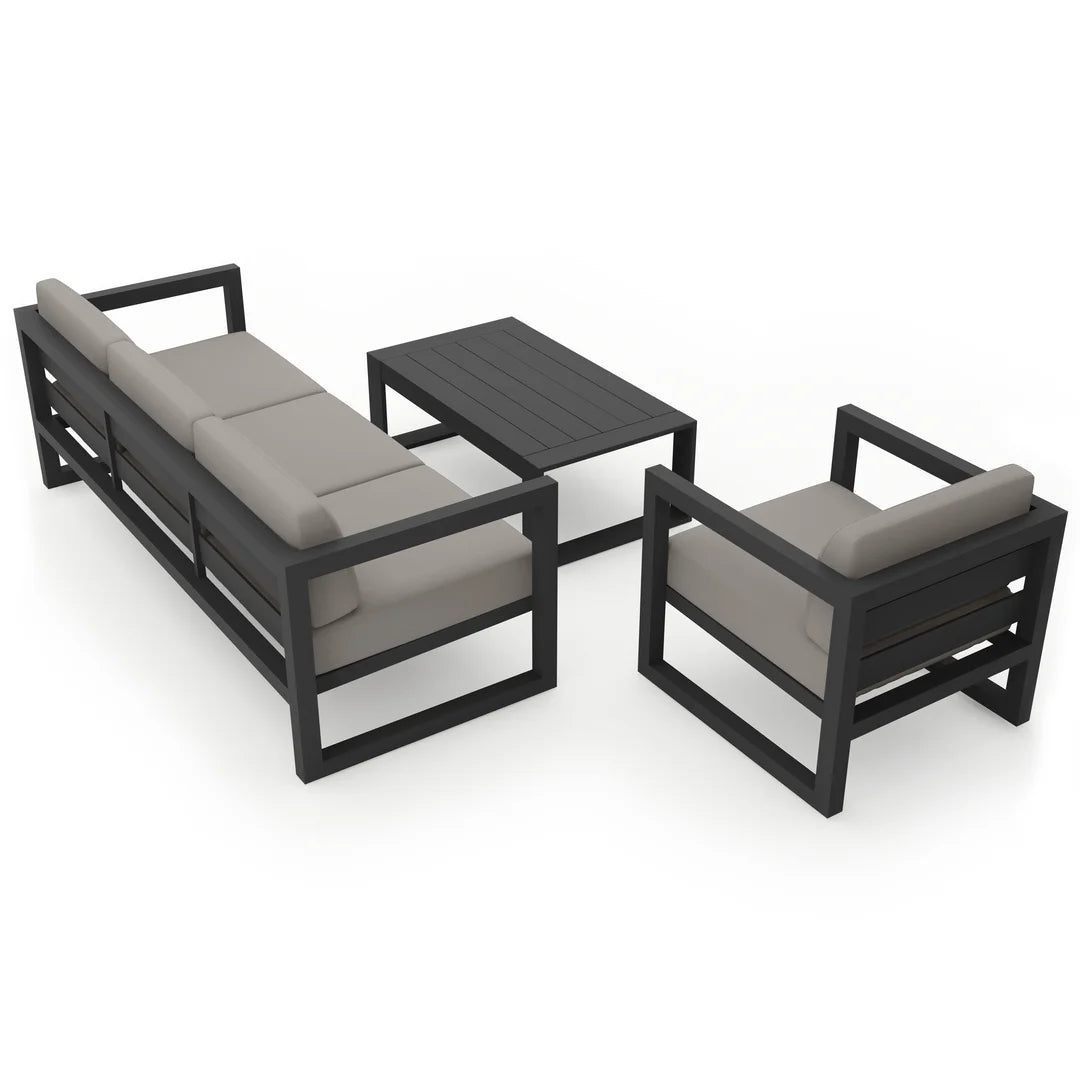 Avion 3 Piece Aluminum Sofa Set - Slate - Canvas Charcoal