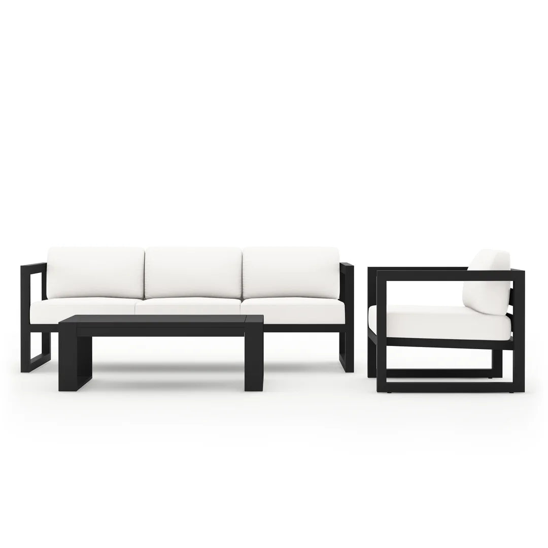 Avion 3 Piece Aluminum Sofa Set - Slate - Canvas Natural