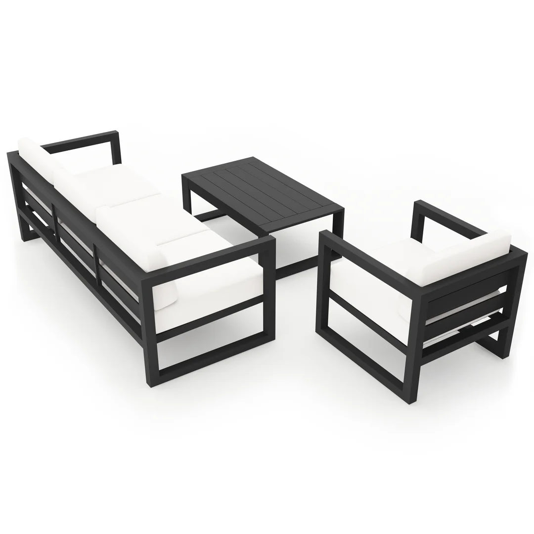 Avion 3 Piece Aluminum Sofa Set - Slate - Canvas Natural