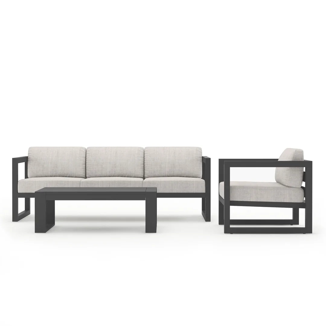 Avion 3 Piece Aluminum Sofa Set - Slate - Cast Silver