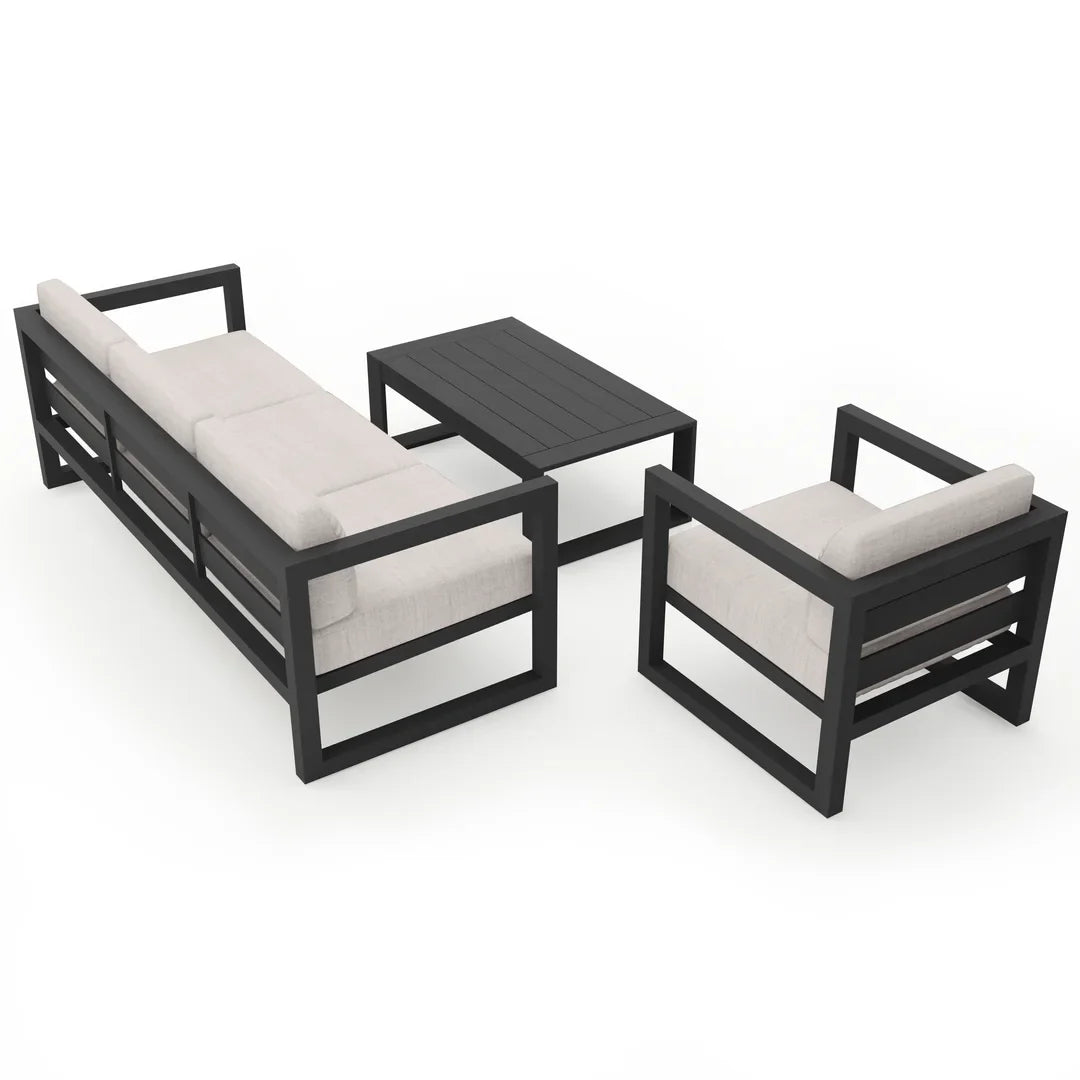 Avion 3 Piece Aluminum Sofa Set - Slate - Cast Silver