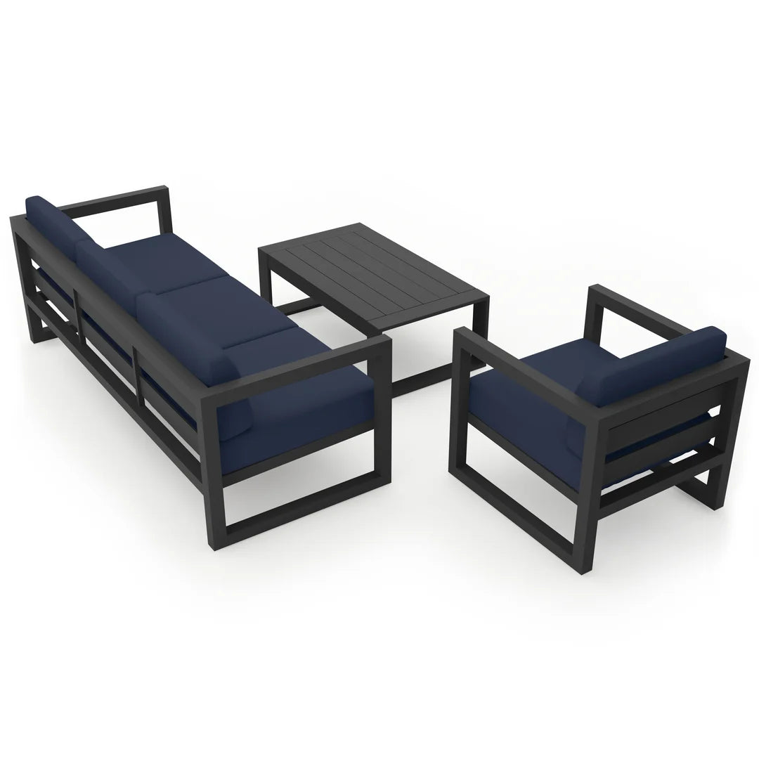Avion 3 Piece Aluminum Sofa Set - Slate - Spectrum Indigo