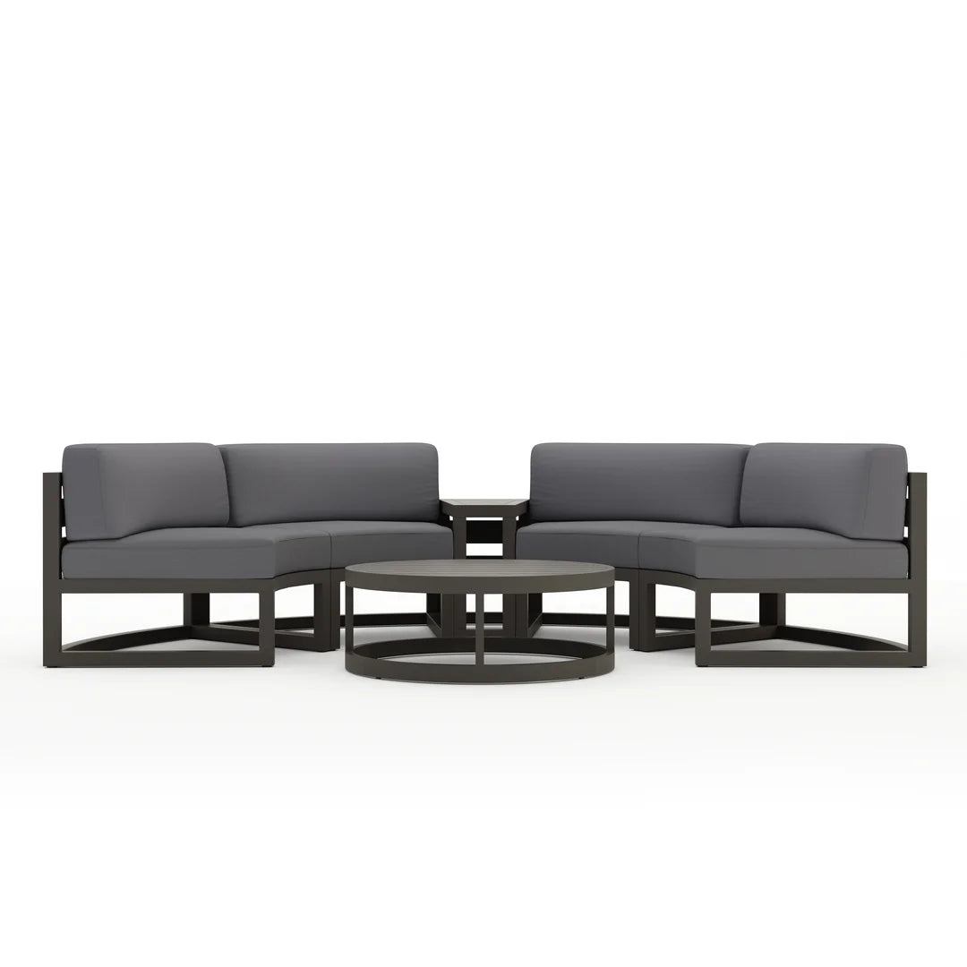 Avion 4 Piece Aluminum Curve Sectional Set - Slate - Canvas Charcoal
