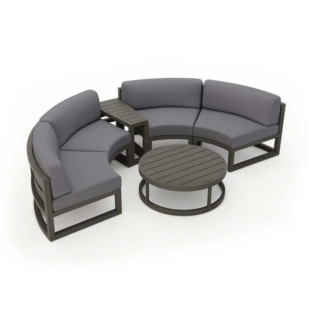 Avion 4 Piece Aluminum Curve Sectional Set - Slate - Canvas Charcoal