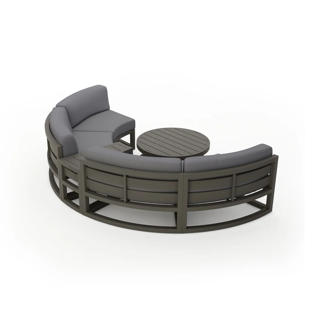 Avion 4 Piece Aluminum Curve Sectional Set - Slate - Canvas Charcoal