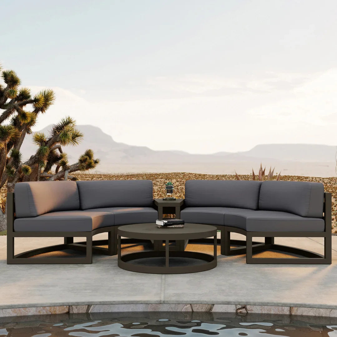 Avion 4 Piece Aluminum Curve Sectional Set - Slate - Canvas Charcoal