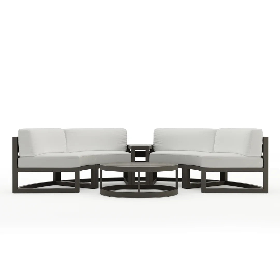Avion 4 Piece Aluminum Curve Sectional Set - Slate - Canvas Natural