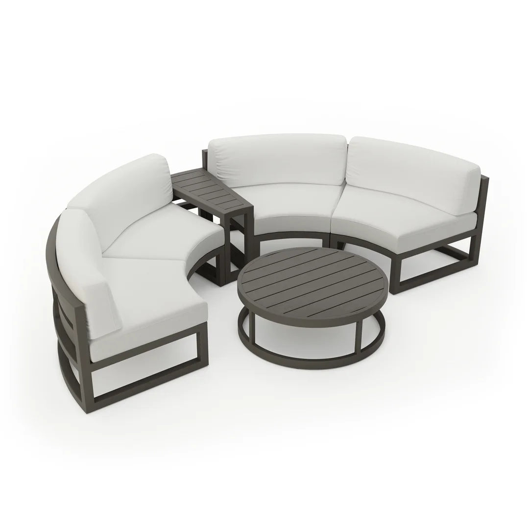Avion 4 Piece Aluminum Curve Sectional Set - Slate - Canvas Natural