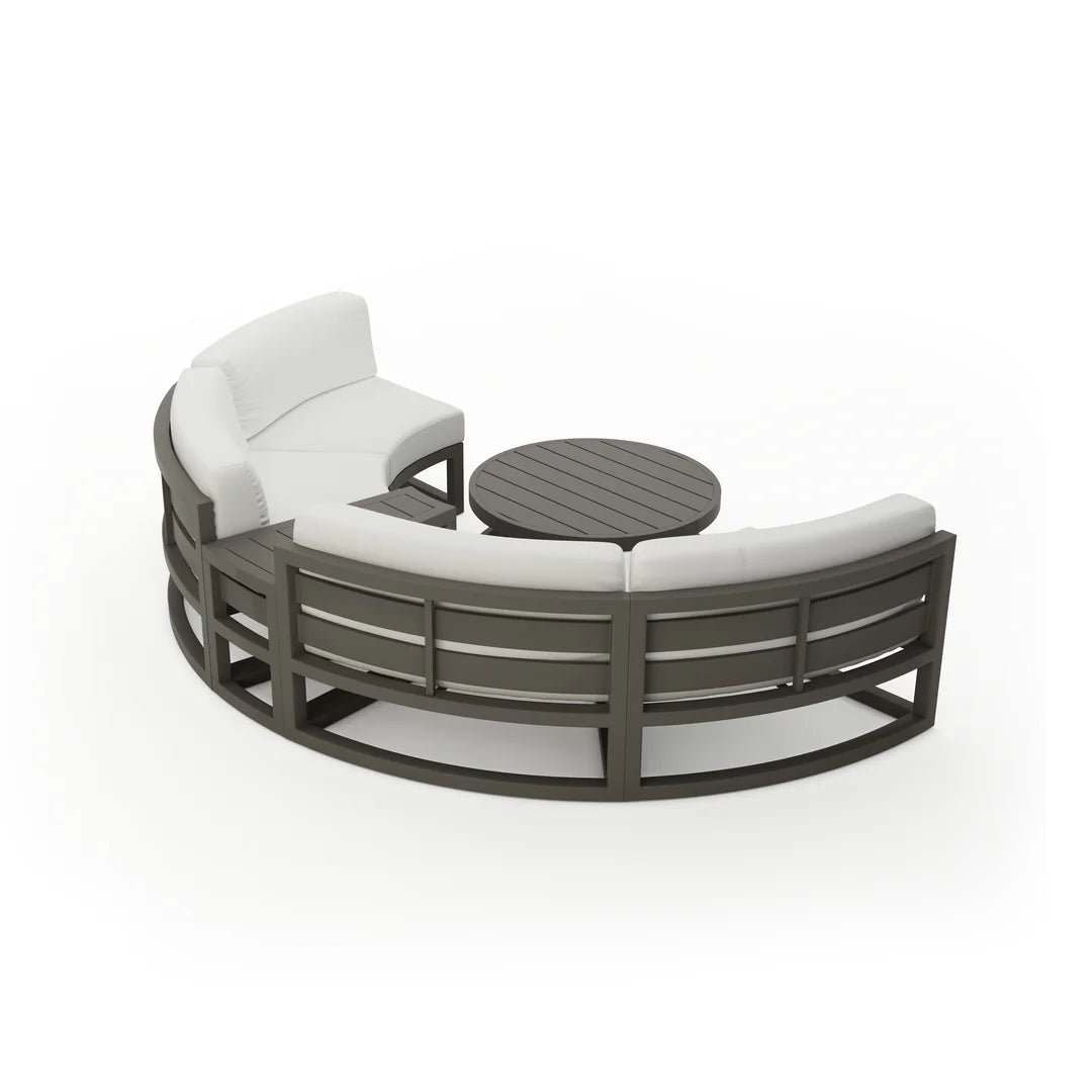 Avion 4 Piece Aluminum Curve Sectional Set - Slate - Canvas Natural
