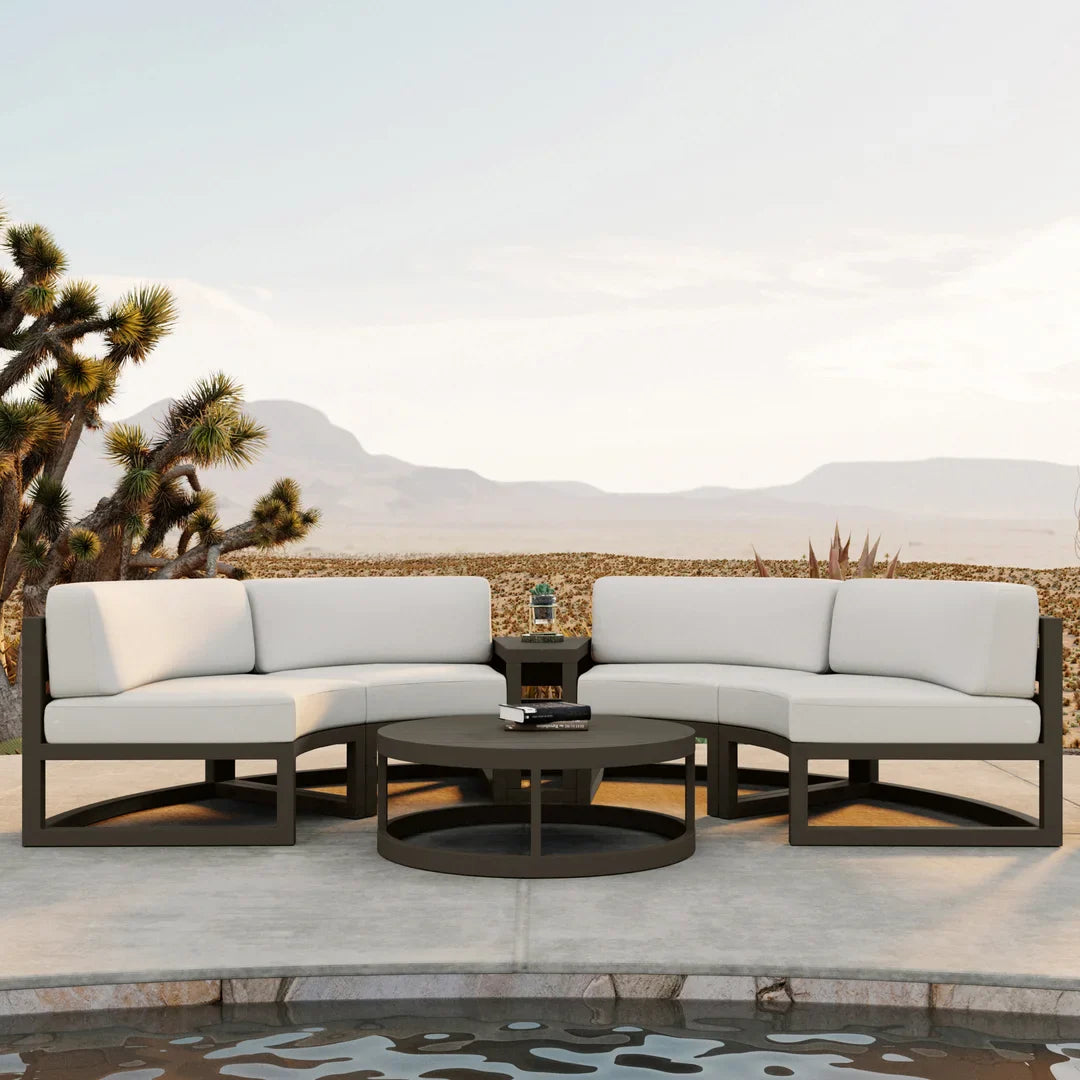 Avion 4 Piece Aluminum Curve Sectional Set - Slate - Canvas Natural