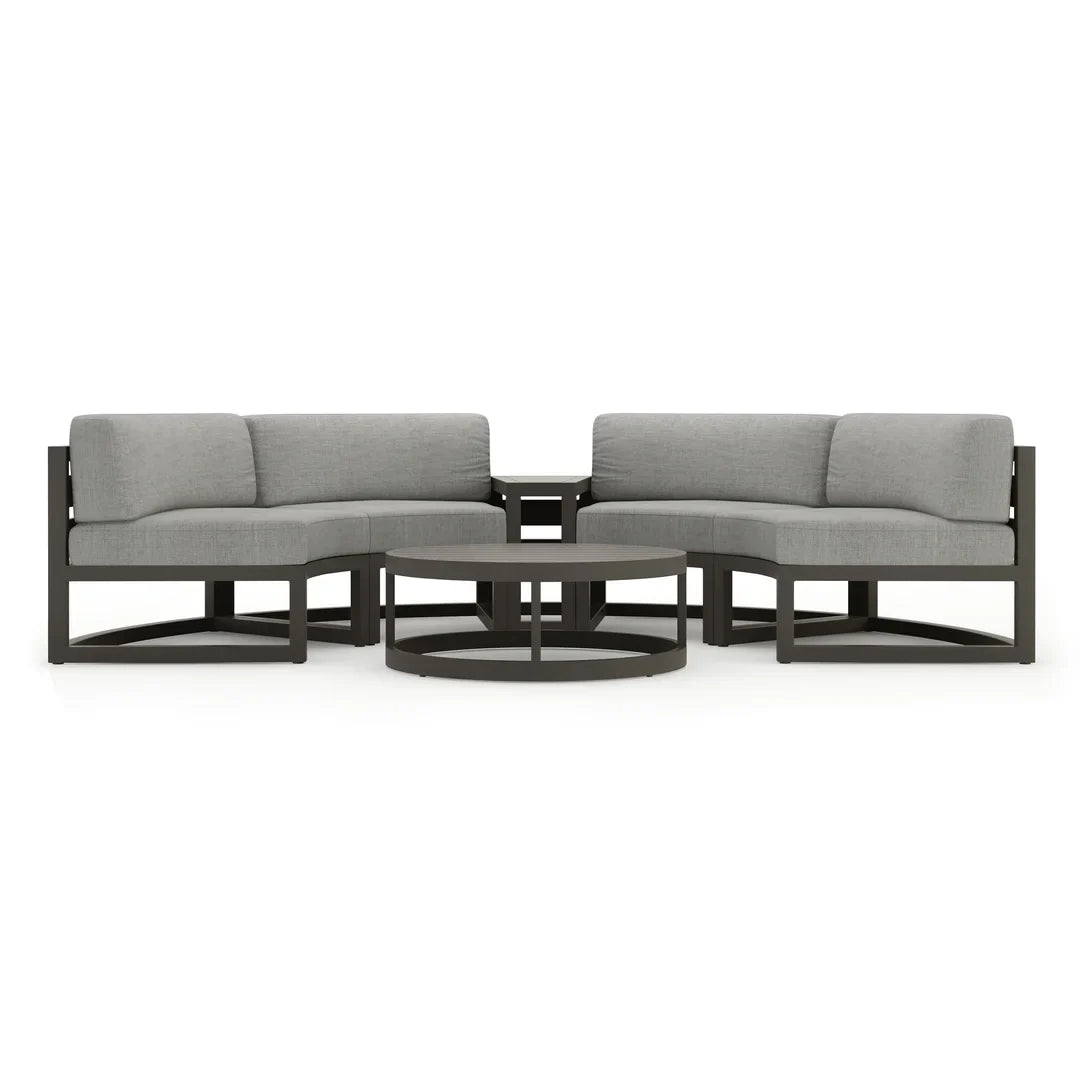 Avion 4 Piece Aluminum Curve Sectional Set - Slate - Cast Silver