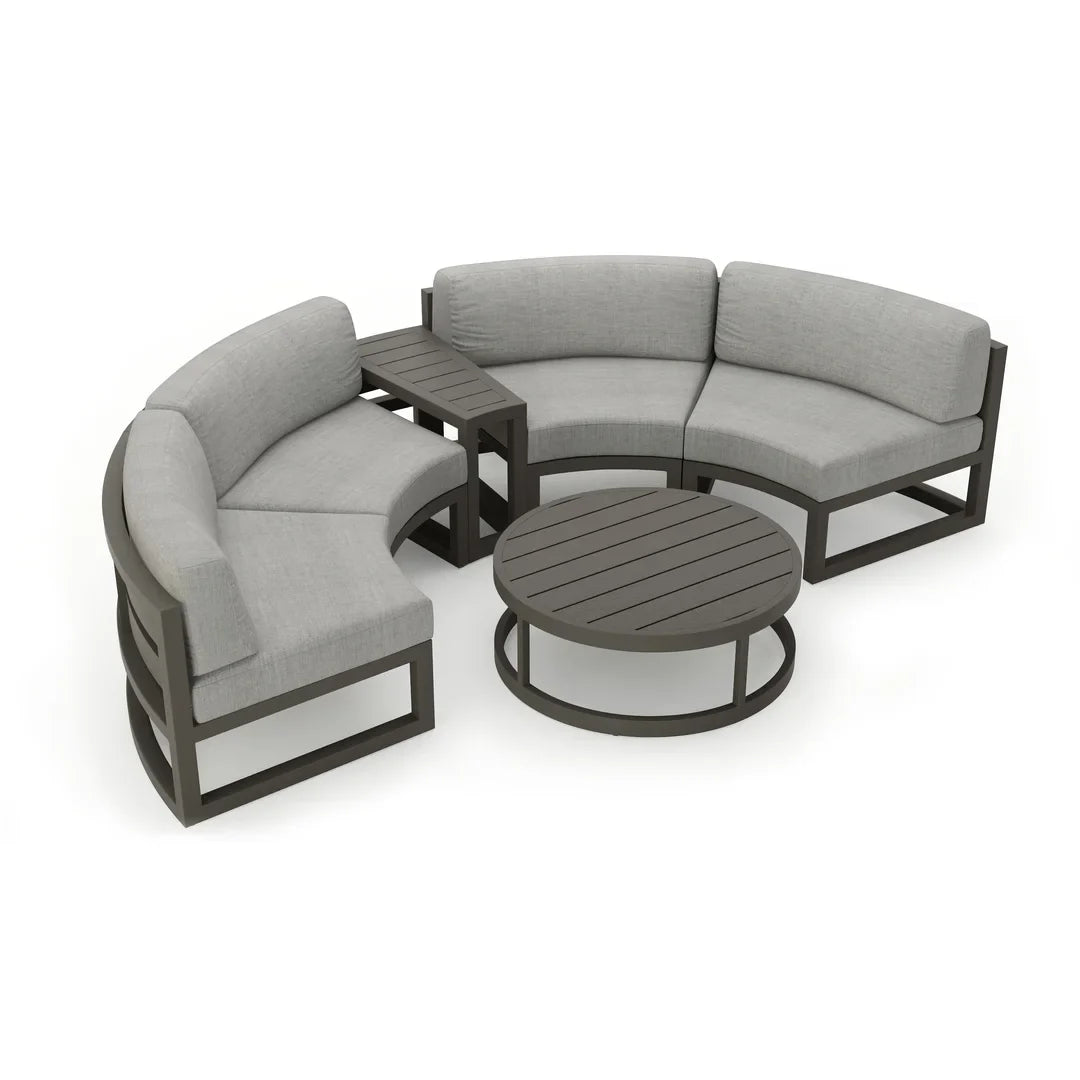 Avion 4 Piece Aluminum Curve Sectional Set - Slate - Cast Silver