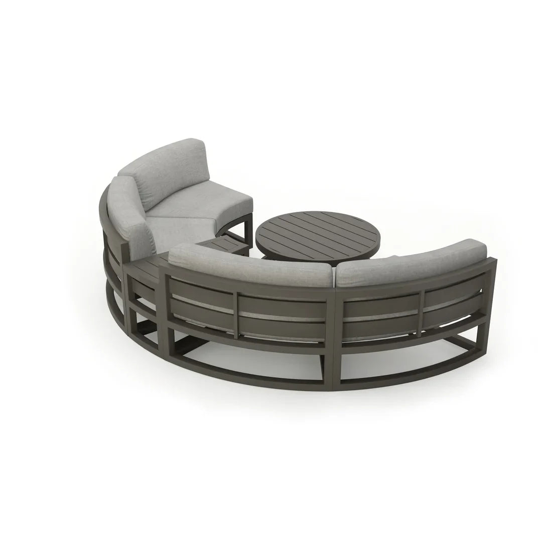 Avion 4 Piece Aluminum Curve Sectional Set - Slate - Cast Silver