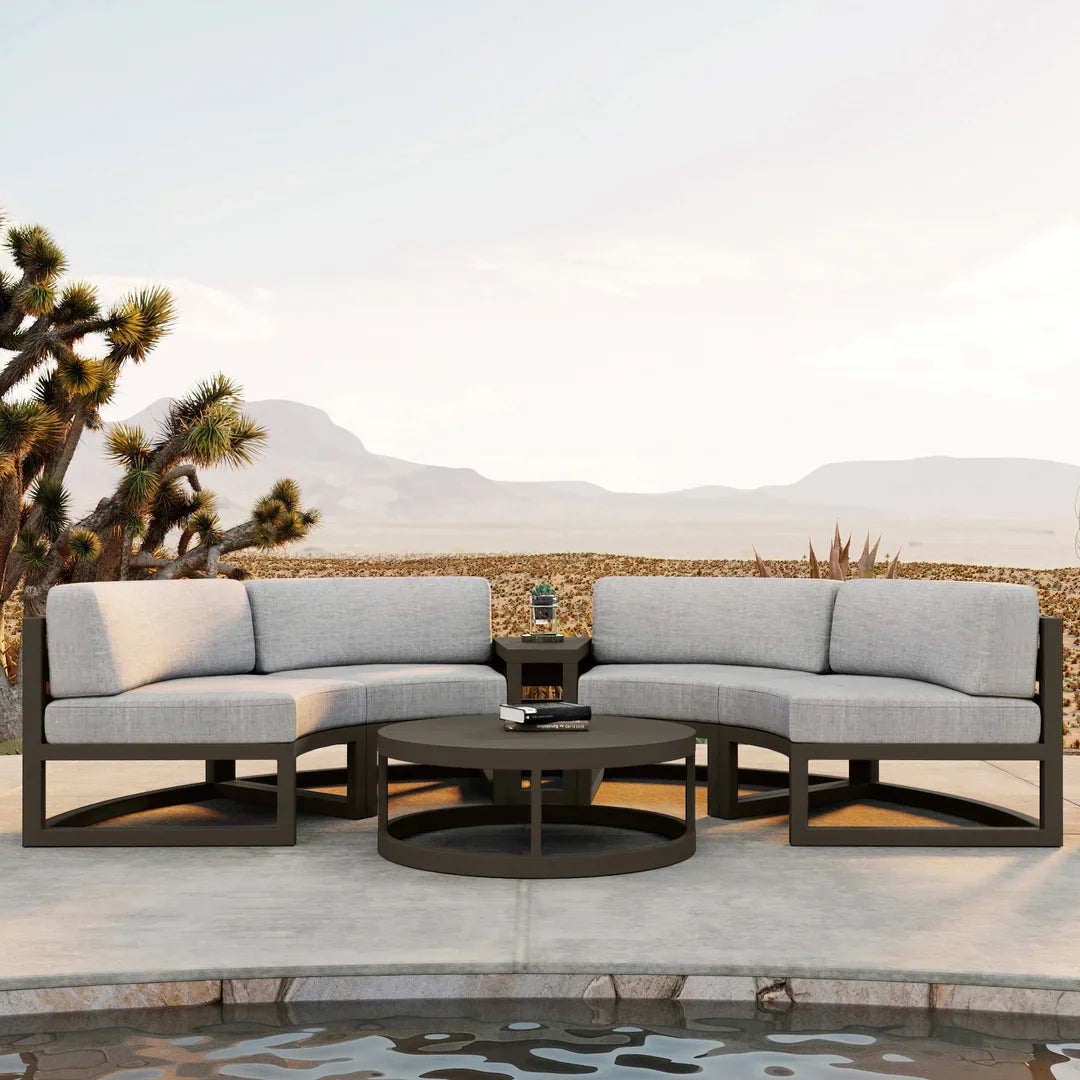 Avion 4 Piece Aluminum Curve Sectional Set - Slate - Cast Silver
