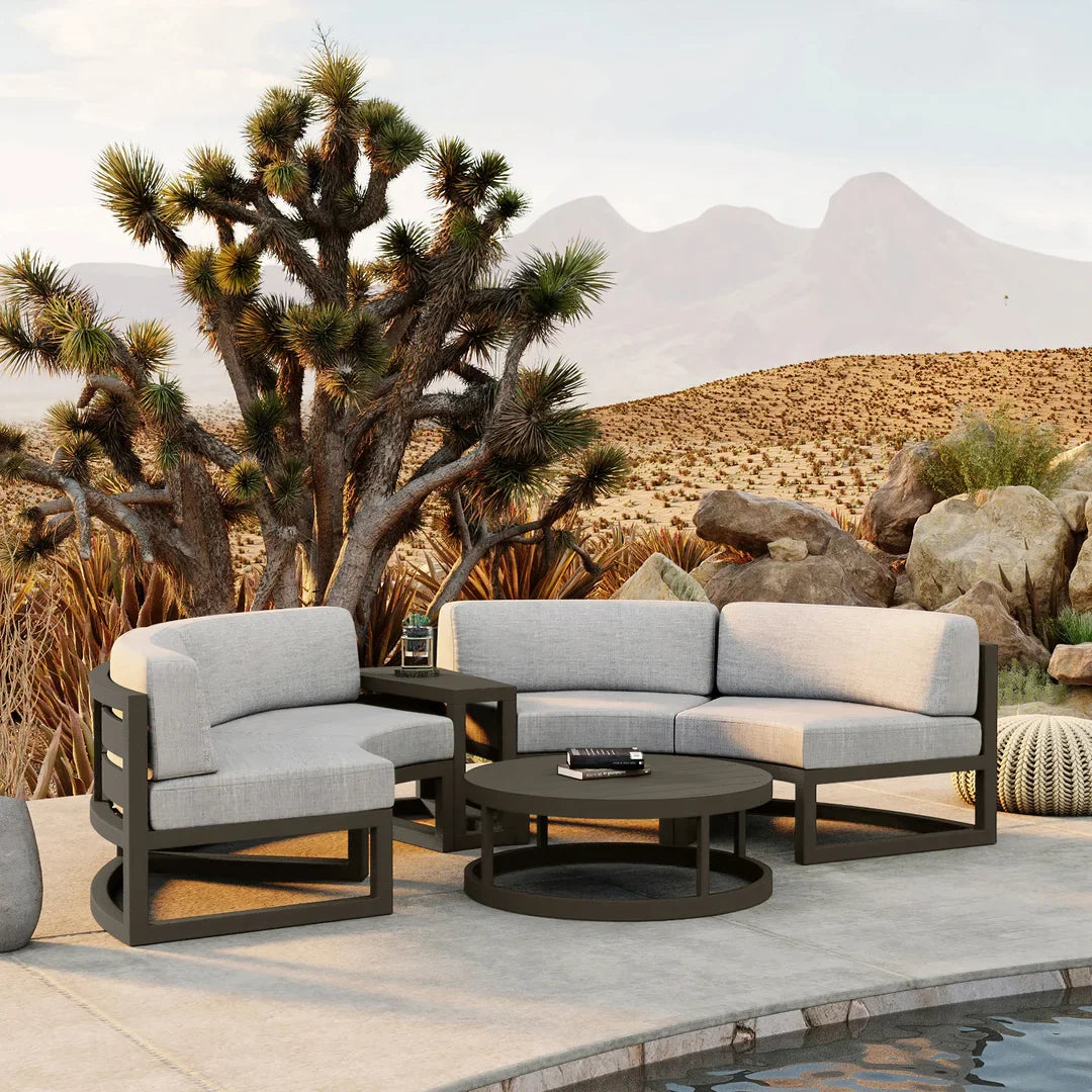 Avion 4 Piece Aluminum Curve Sectional Set - Slate - Cast Silver