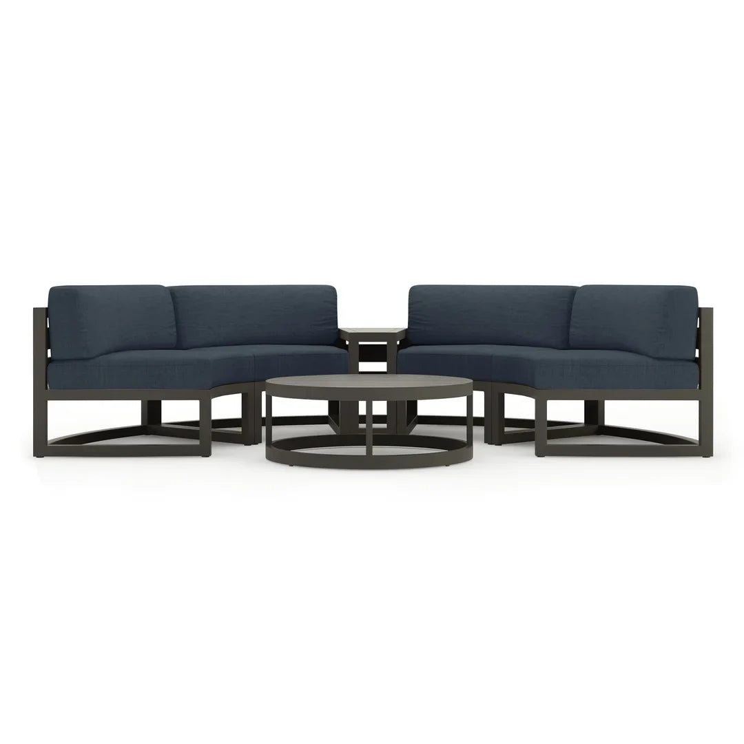 Avion 4 Piece Aluminum Curve Sectional Set - Slate - Spectrum Indigo