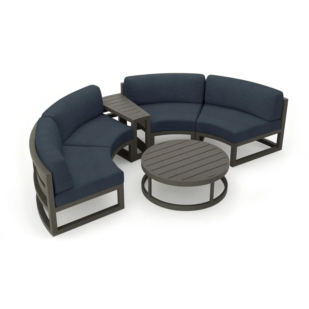 Avion 4 Piece Aluminum Curve Sectional Set - Slate - Spectrum Indigo