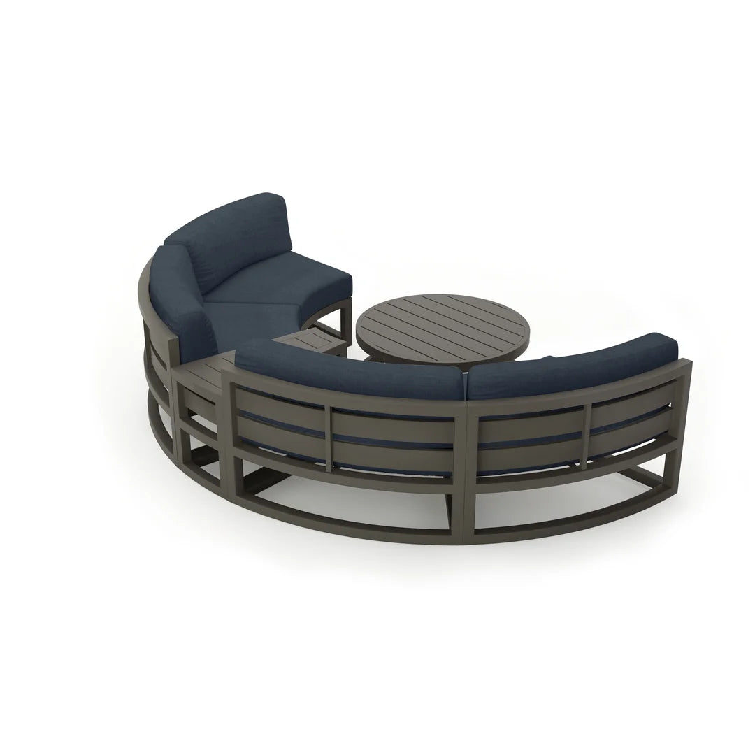 Avion 4 Piece Aluminum Curve Sectional Set - Slate - Spectrum Indigo