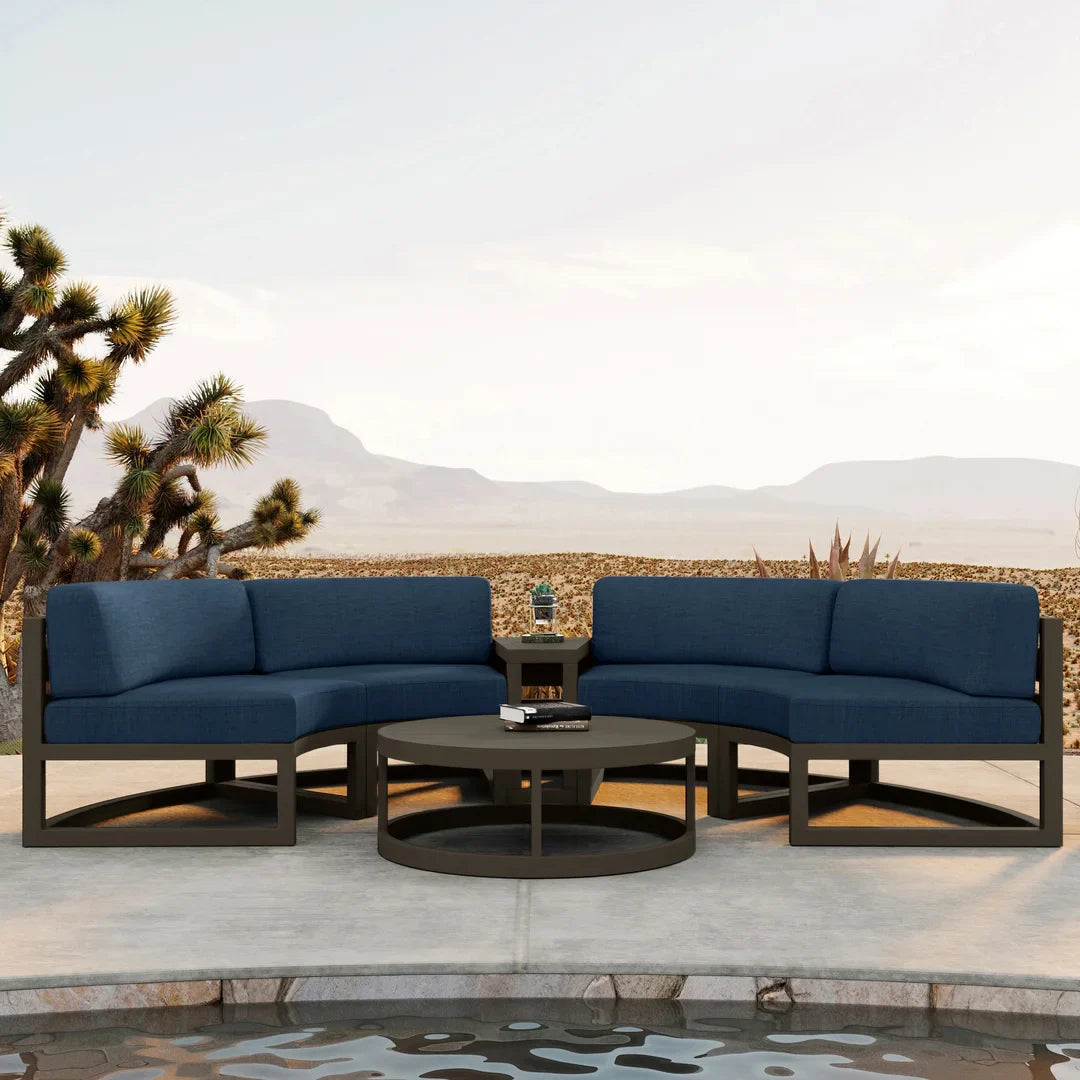 Avion 4 Piece Aluminum Curve Sectional Set - Slate - Spectrum Indigo