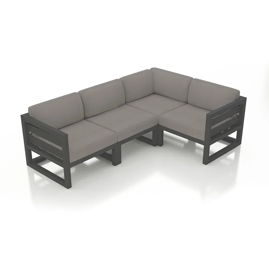 Avion 4 Piece Aluminum Sectional Set - Slate - Canvas Charcoal
