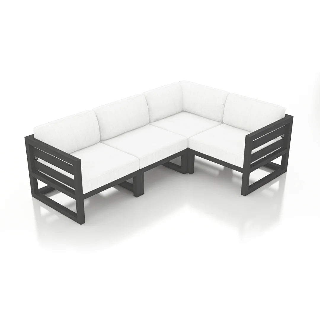 Avion 4 Piece Aluminum Sectional Set - Slate - Canvas Natural