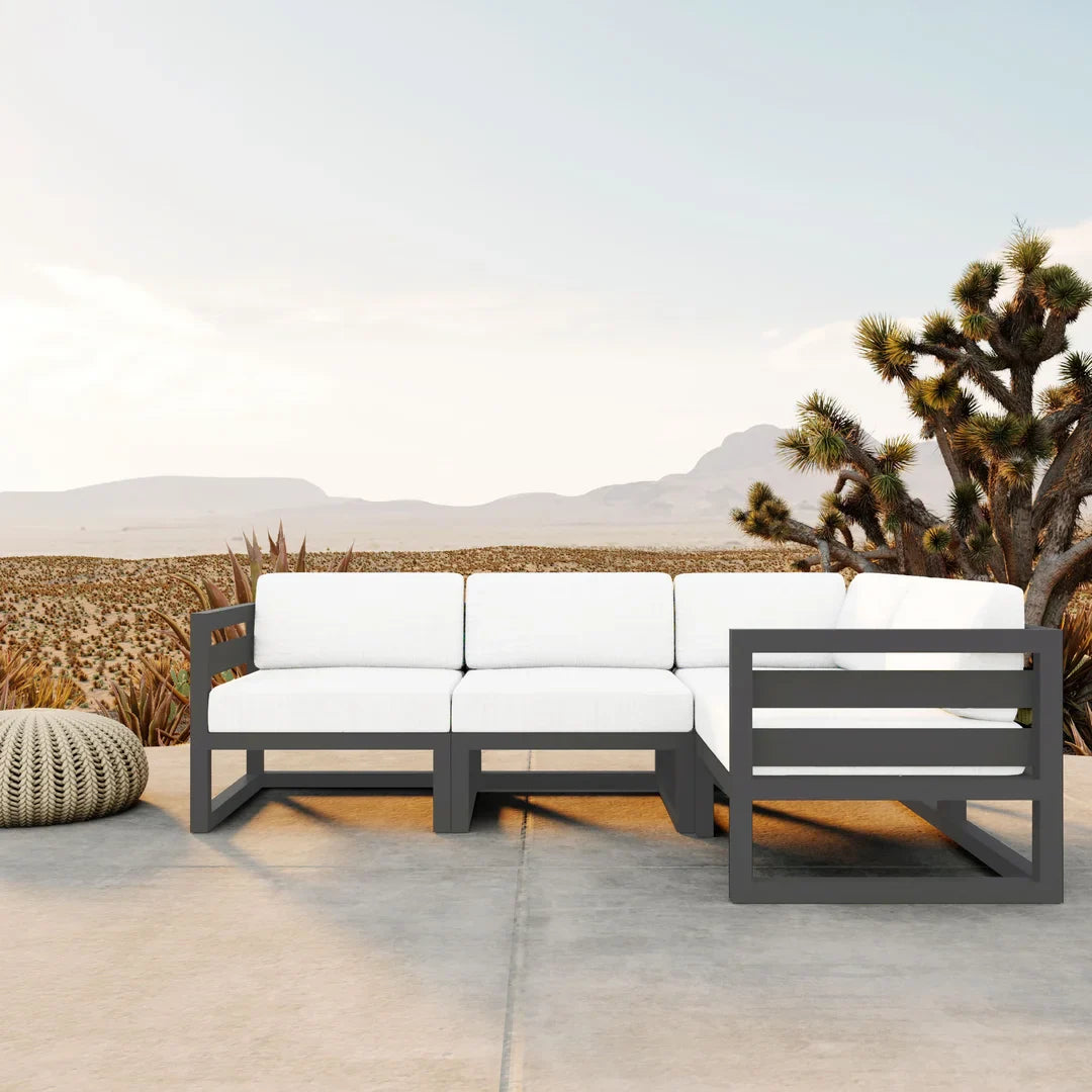 Avion 4 Piece Aluminum Sectional Set - Slate - Canvas Natural
