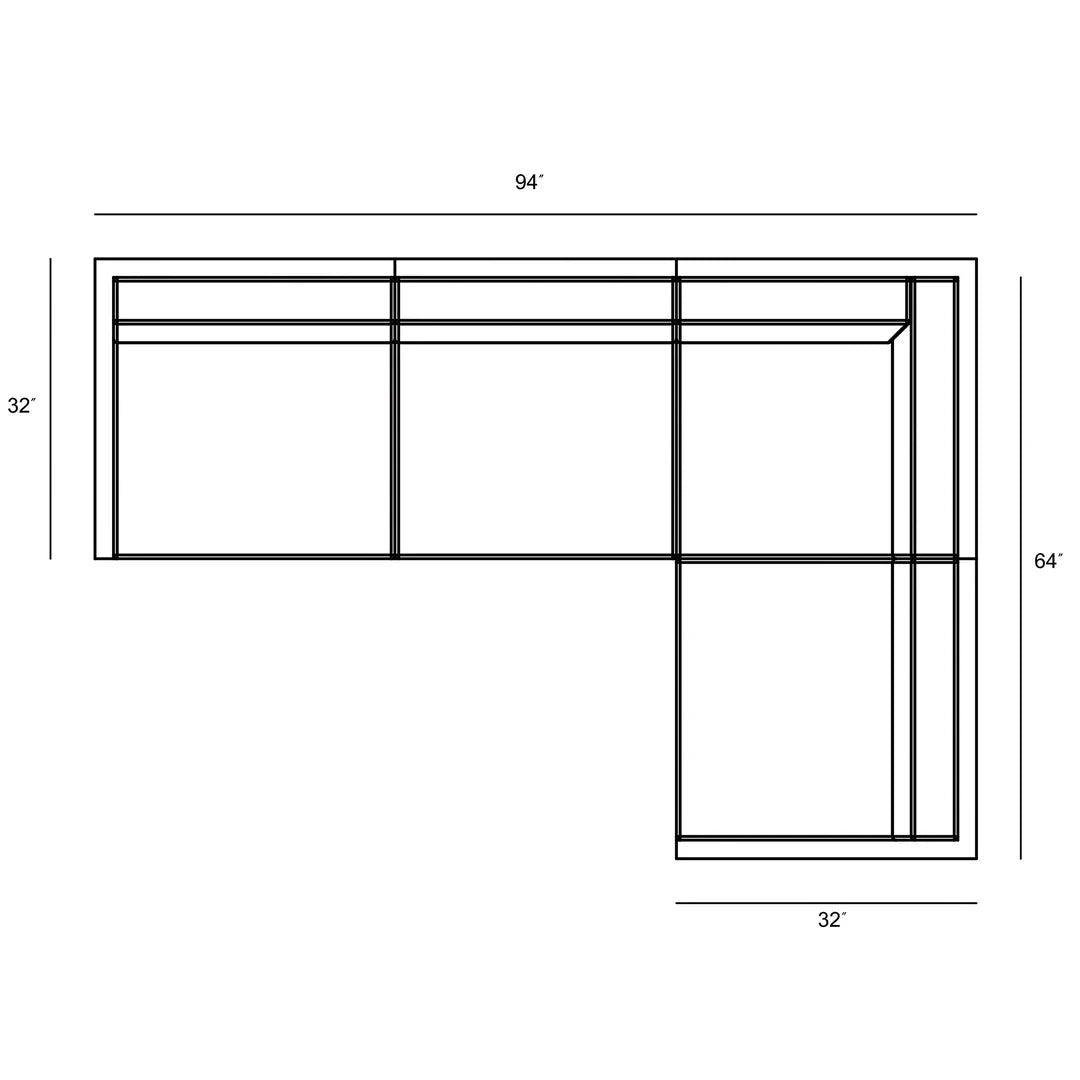 Avion 4 Piece Aluminum Sectional Set - Slate - Canvas Natural