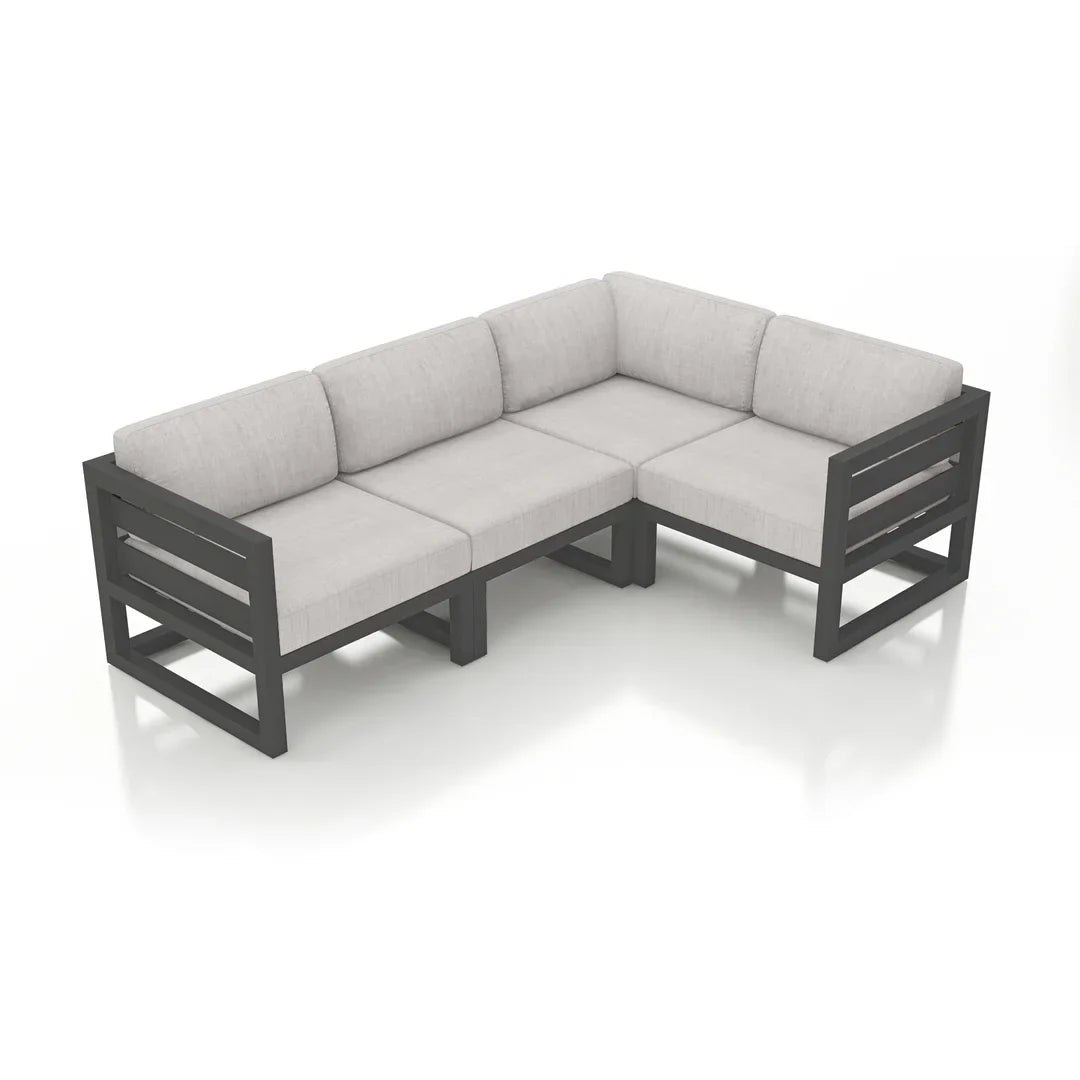 Avion 4 Piece Aluminum Sectional Set - Slate - Cast Silver