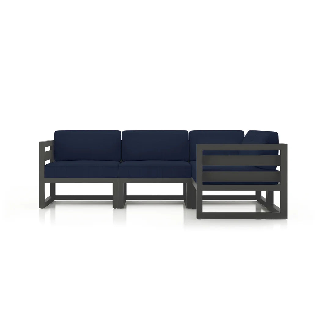 Avion 4 Piece Aluminum Sectional Set - Slate - Spectrum Indigo