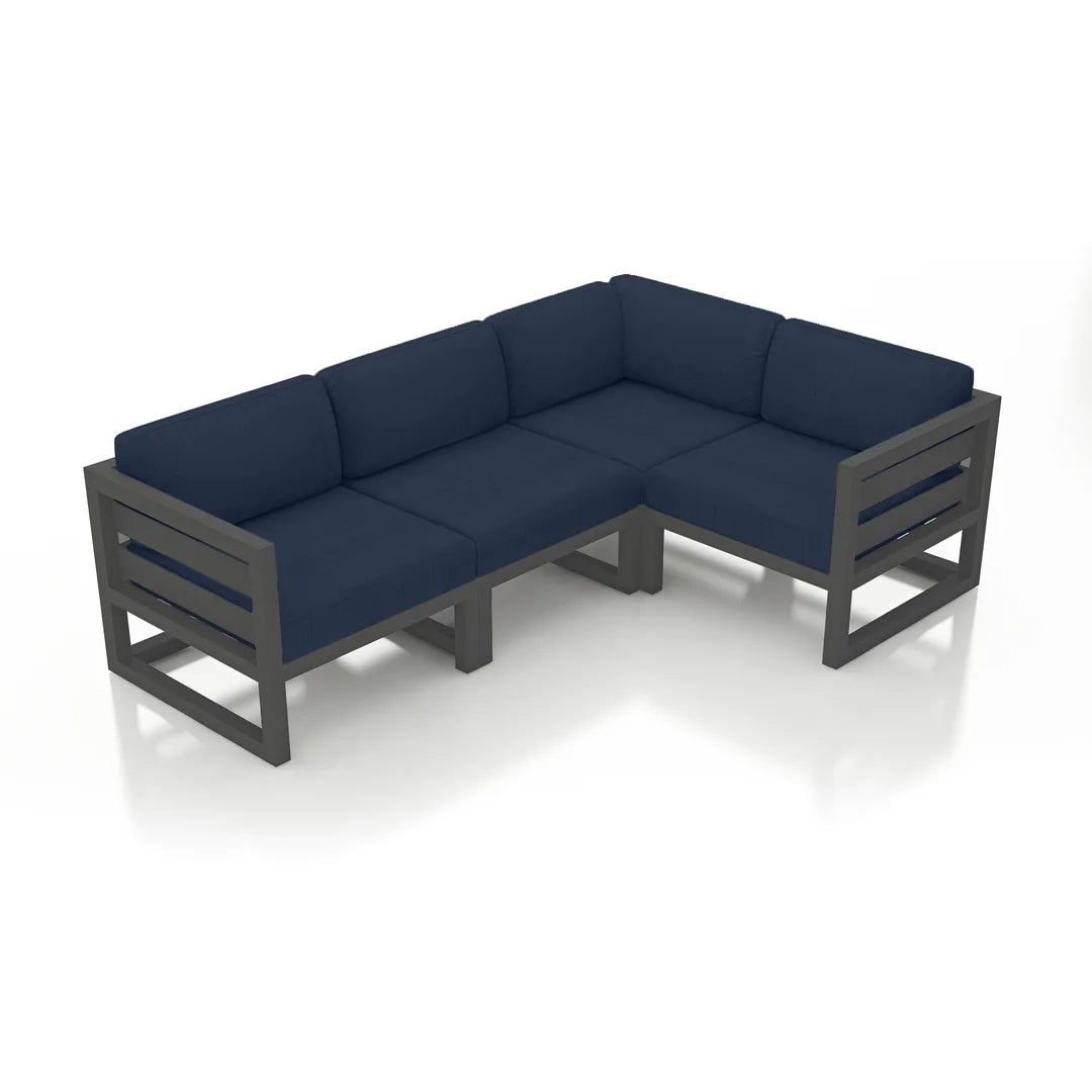 Avion 4 Piece Aluminum Sectional Set - Slate - Spectrum Indigo