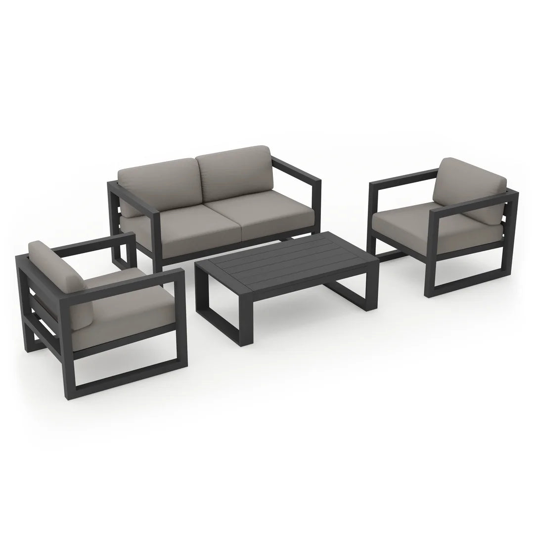 Avion 4 Piece Aluminum Loveseat Set - Slate - Canvas Charcoal