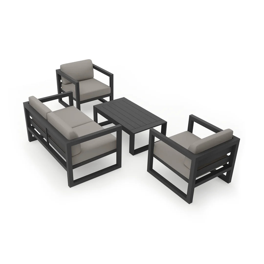 Avion 4 Piece Aluminum Loveseat Set - Slate - Canvas Charcoal