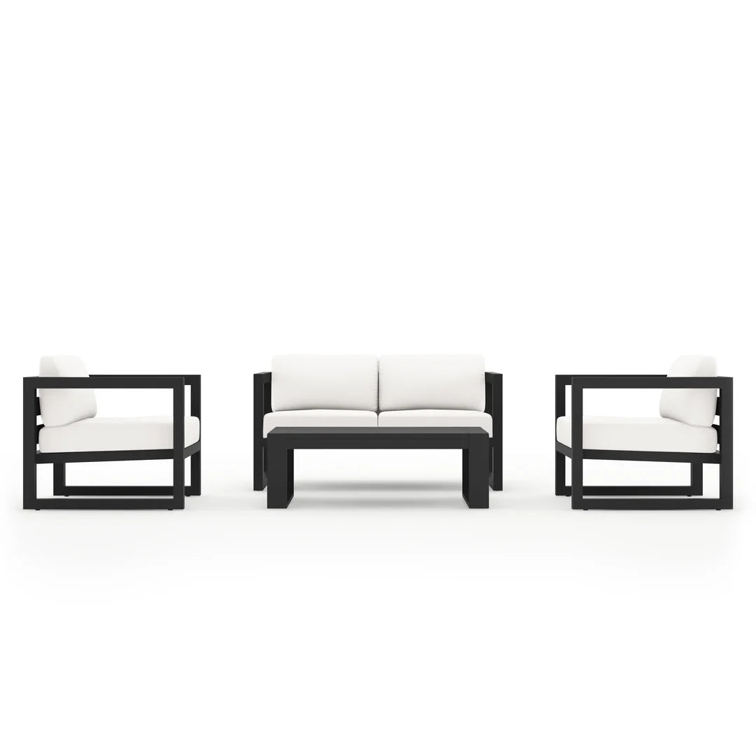 Avion 4 Piece Aluminum Loveseat Set - Slate - Canvas Natural