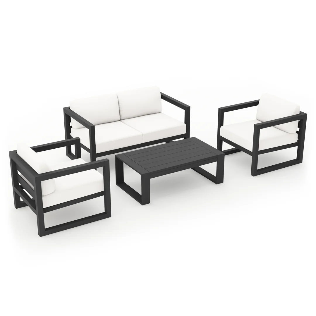 Avion 4 Piece Aluminum Loveseat Set - Slate - Canvas Natural