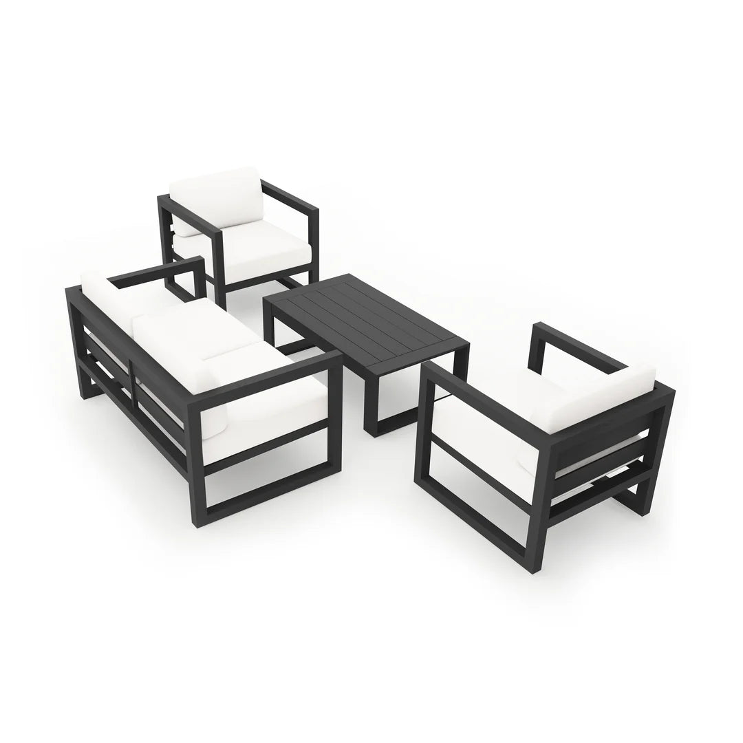 Avion 4 Piece Aluminum Loveseat Set - Slate - Canvas Natural