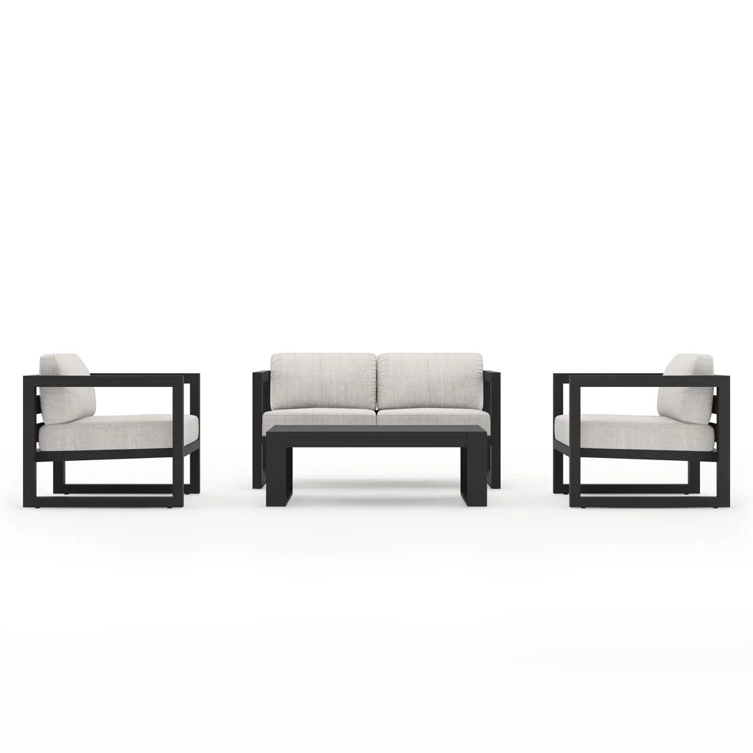 Avion 4 Piece Aluminum Loveseat Set - Slate - Cast Silver