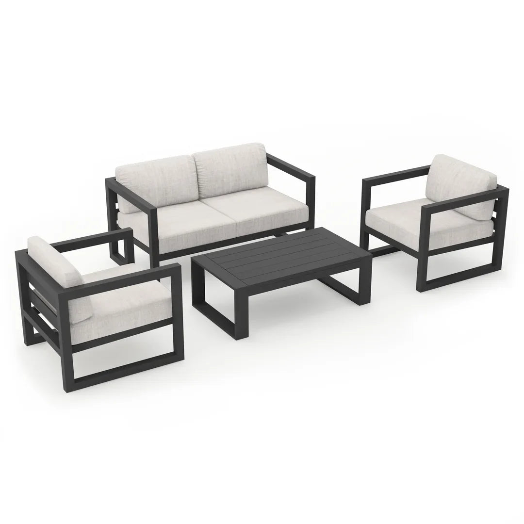 Avion 4 Piece Aluminum Loveseat Set - Slate - Cast Silver