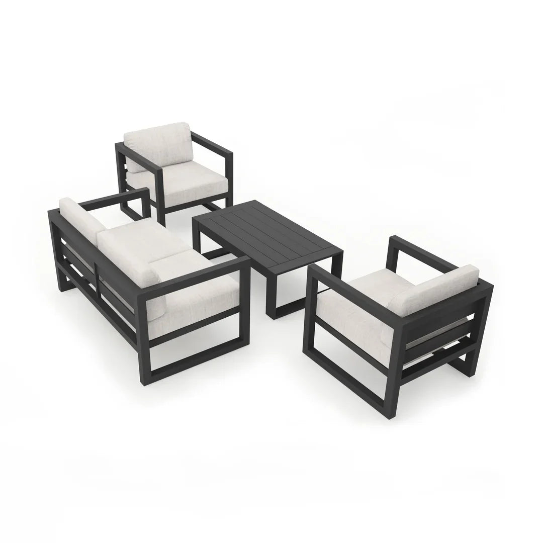 Avion 4 Piece Aluminum Loveseat Set - Slate - Cast Silver