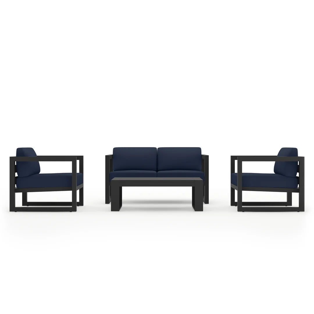 Avion 4 Piece Aluminum Loveseat Set - Slate - Spectrum Indigo