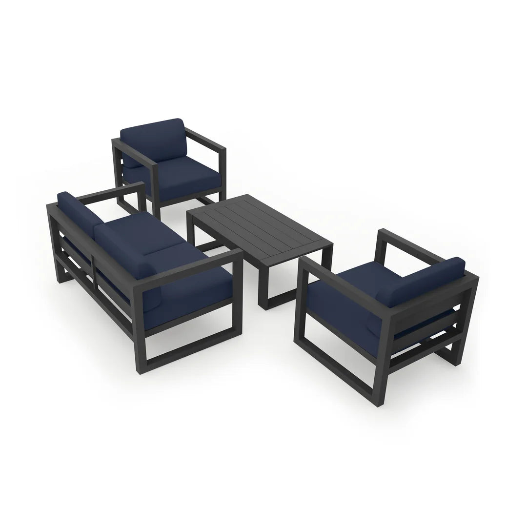 Avion 4 Piece Aluminum Loveseat Set - Slate - Spectrum Indigo