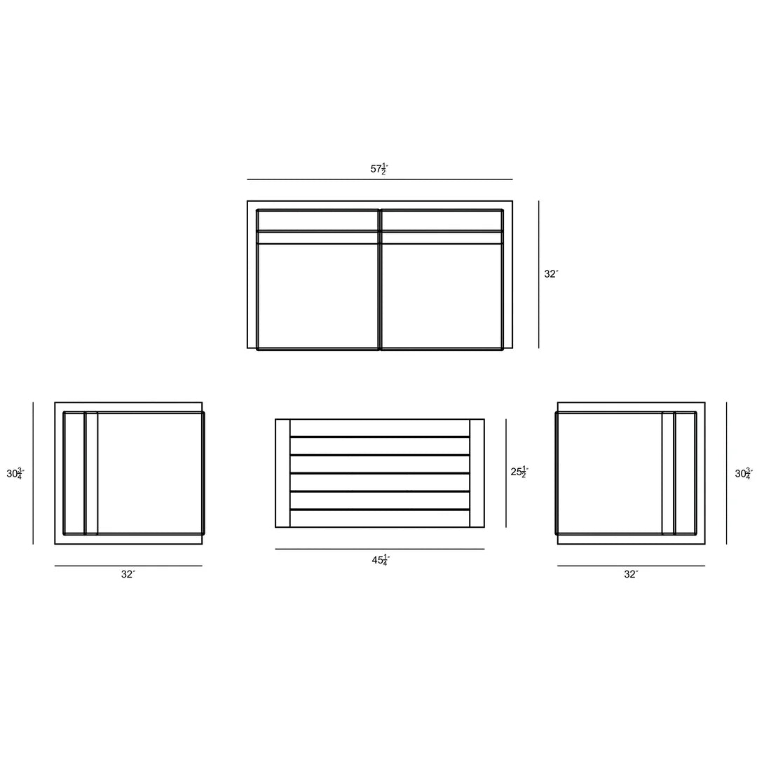 Avion 4 Piece Aluminum Loveseat Set - Slate - Spectrum Indigo