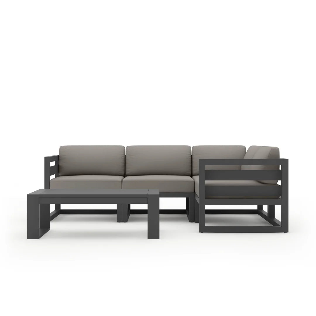 Avion 5 Piece Aluminum Sectional Set - Slate - Canvas Charcoal